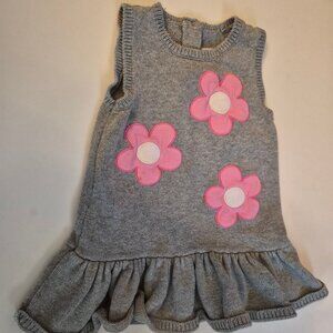 Gymboree baby toddler 12-18 month grey pink flower jumpsuit knit dress